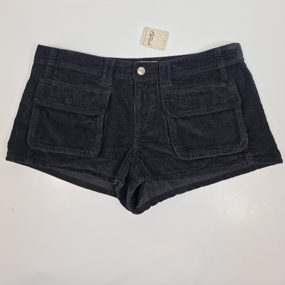 We The Free Knock Out Low-Rise Corduroy Micro Shorts Black Size 8 NWT $128